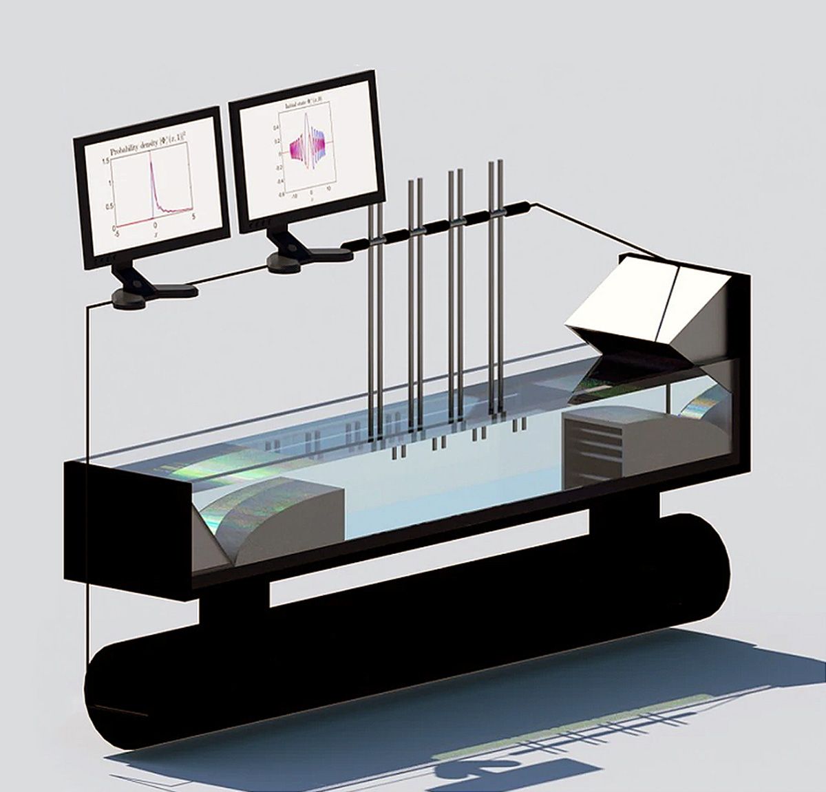 Illustration of a laboratory water tank used to create surface gravity waves.