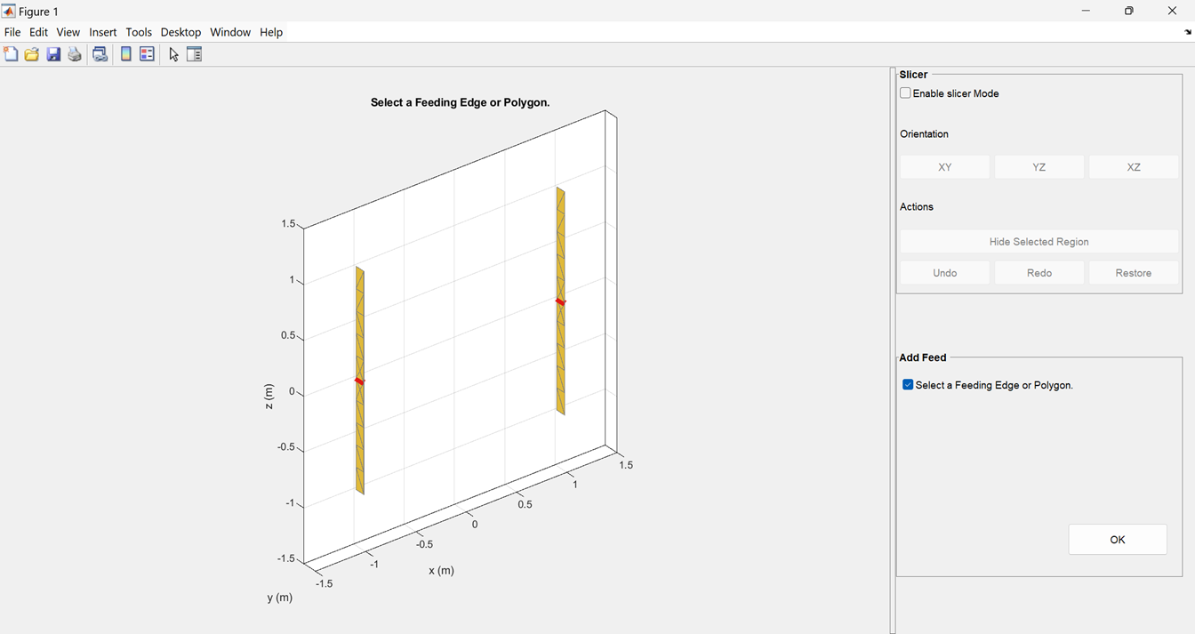 Interactive window to select feed edges.