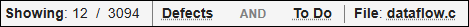 Showing 12 out of 3094 results because filters Defects, To Do and File:dataflow.c are being applied