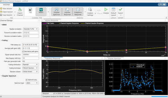 MIMO channel analysis plots on the app