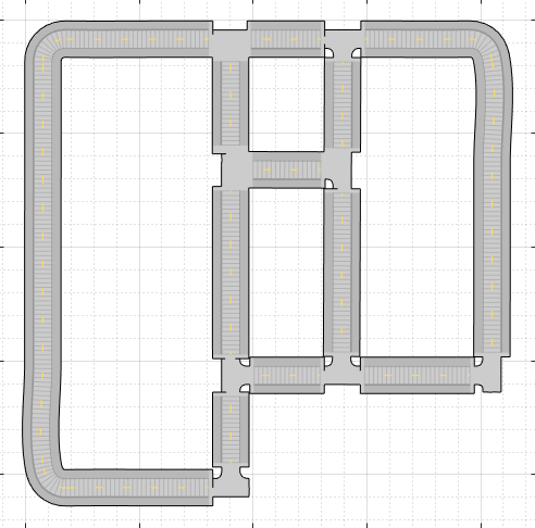 A road network imported from ASAM OpenDRIVE file using R2021b. The imported network ignores the bottom-right road with sharp curvature.