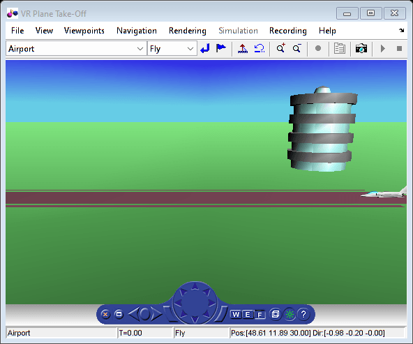 Figure VR Plane Take-Off contains objects of type hgjavacomponent, uimenu, uipanel, uitoolbar.