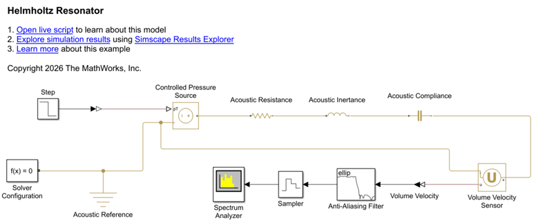 Model a Helmholtz Resonator in
Simscape Acoustics