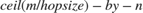 $ceil(m/hop size)-by-n$