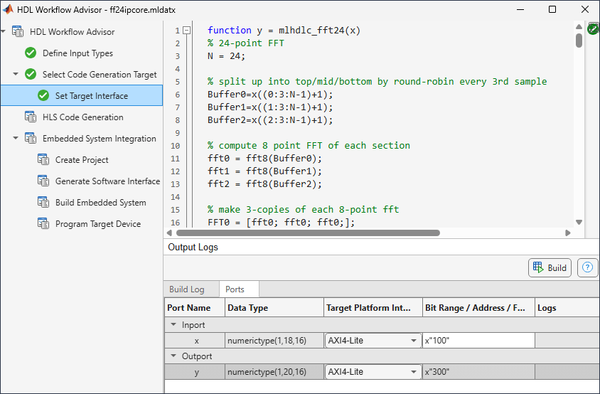 Set target interface for IP Core.