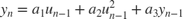 $y_n = a_1 u_{n-1} + a_2 u_{n-1}^2 + a_3 y_{n-1}$