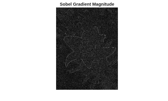 Figure contains an axes object. The hidden axes object with title Sobel Gradient Magnitude contains an object of type image.