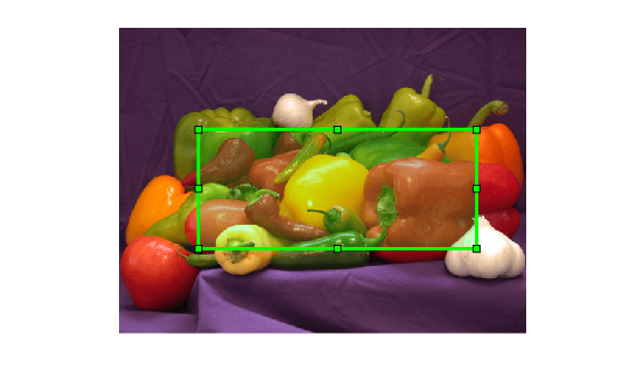 Figure contains an axes object. The hidden axes object contains 2 objects of type image, images.roi.rectangle.
