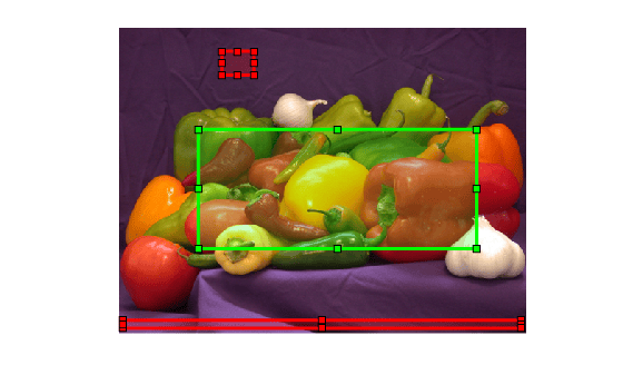 Figure contains an axes object. The hidden axes object contains 4 objects of type image, images.roi.rectangle.
