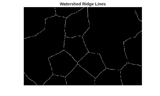 Figure contains an axes object. The hidden axes object with title Watershed Ridge Lines contains an object of type image.