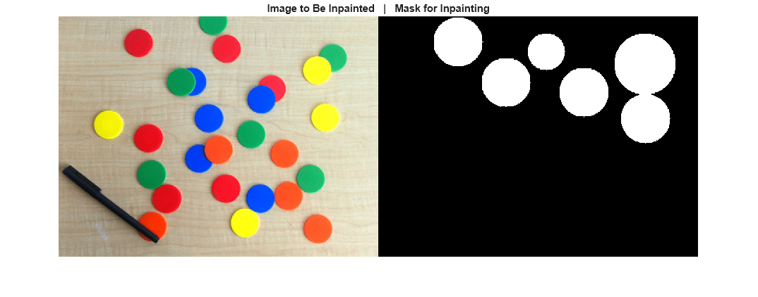 Figure contains an axes object. The hidden axes object with title Image to Be Inpainted | Mask for Inpainting contains an object of type image.