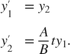 $$\begin{array}{cl} y'_1 &#38;= y_2\\ y'_2 &#38;= \frac{A}{B} t y_1.&#10;\end{array}$$
