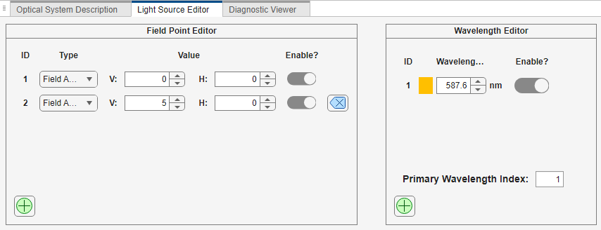 Light Source Editor in Optical System Designer app.