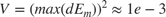 $V = (max(dE_m))^2 \approx 1e-3$