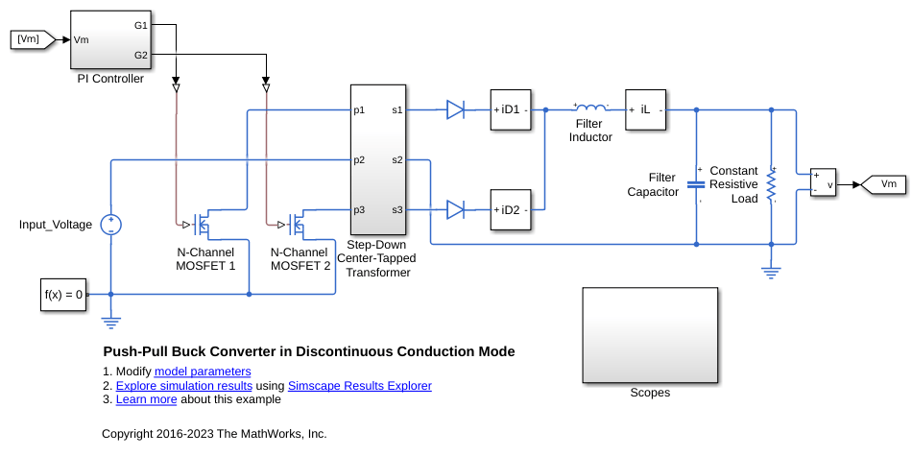 Push-Pull Buck Converter in Discontinuous Conduction Mode