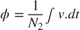 $\phi =\frac{1}{N_2}\int v.dt$