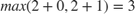 $max(2+0,2+1)=3$