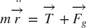 $$ m \ddot{\overrightarrow{r}} = \overrightarrow{T} + \overrightarrow{F_g} $$