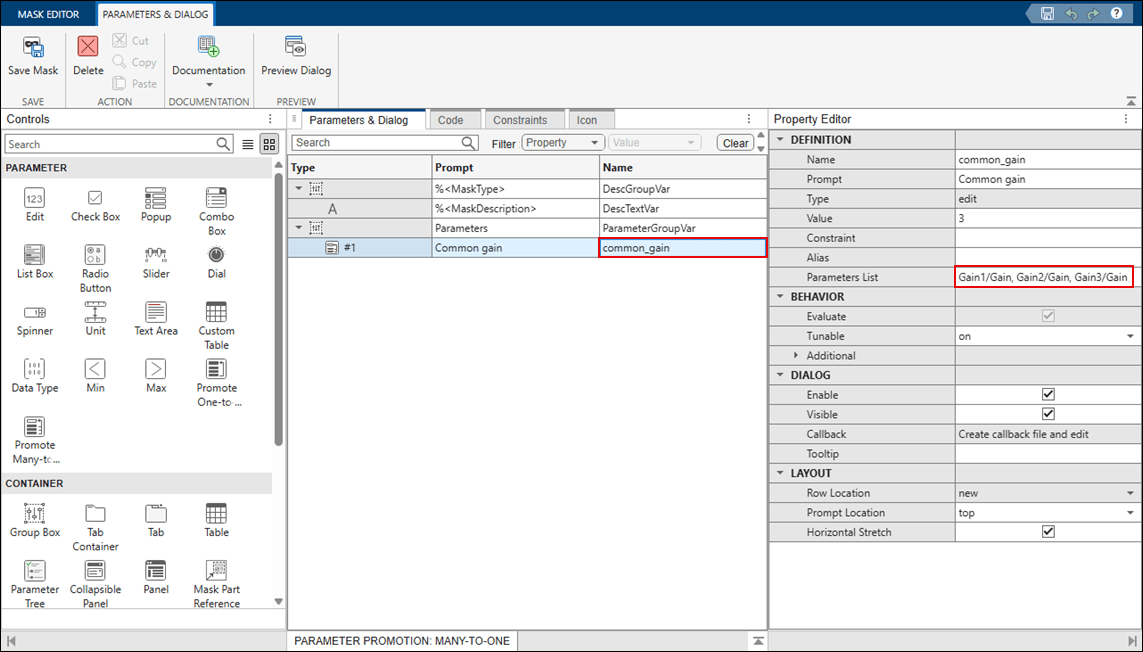 Promote Block Parameters to a Mask