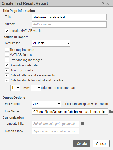 Create a Test Results Report - MATLAB & Simulink