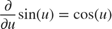 $$\frac{\partial}{\partial u} \sin(u) = \cos(u)$$