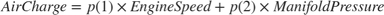 $$AirCharge = p(1) \times Engine Speed + p(2) \times Manifold Pressure$$