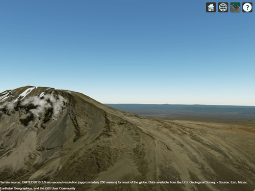 Adjusted view of Mount Kilimanjaro