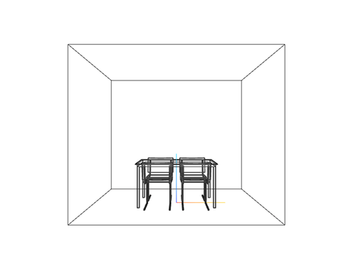 3-D model of a table and four chairs