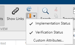 The toolstrip with the Implementation Status and Validation Status menu options enabled.