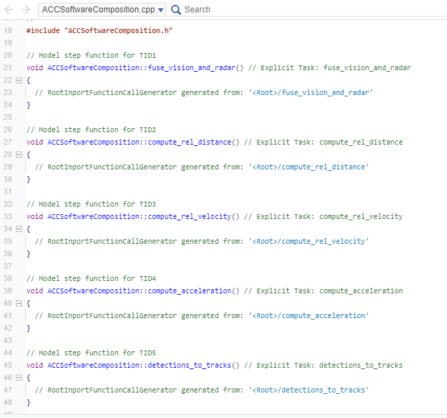 ACCSoftwareComposition.cpp file with model step functions.