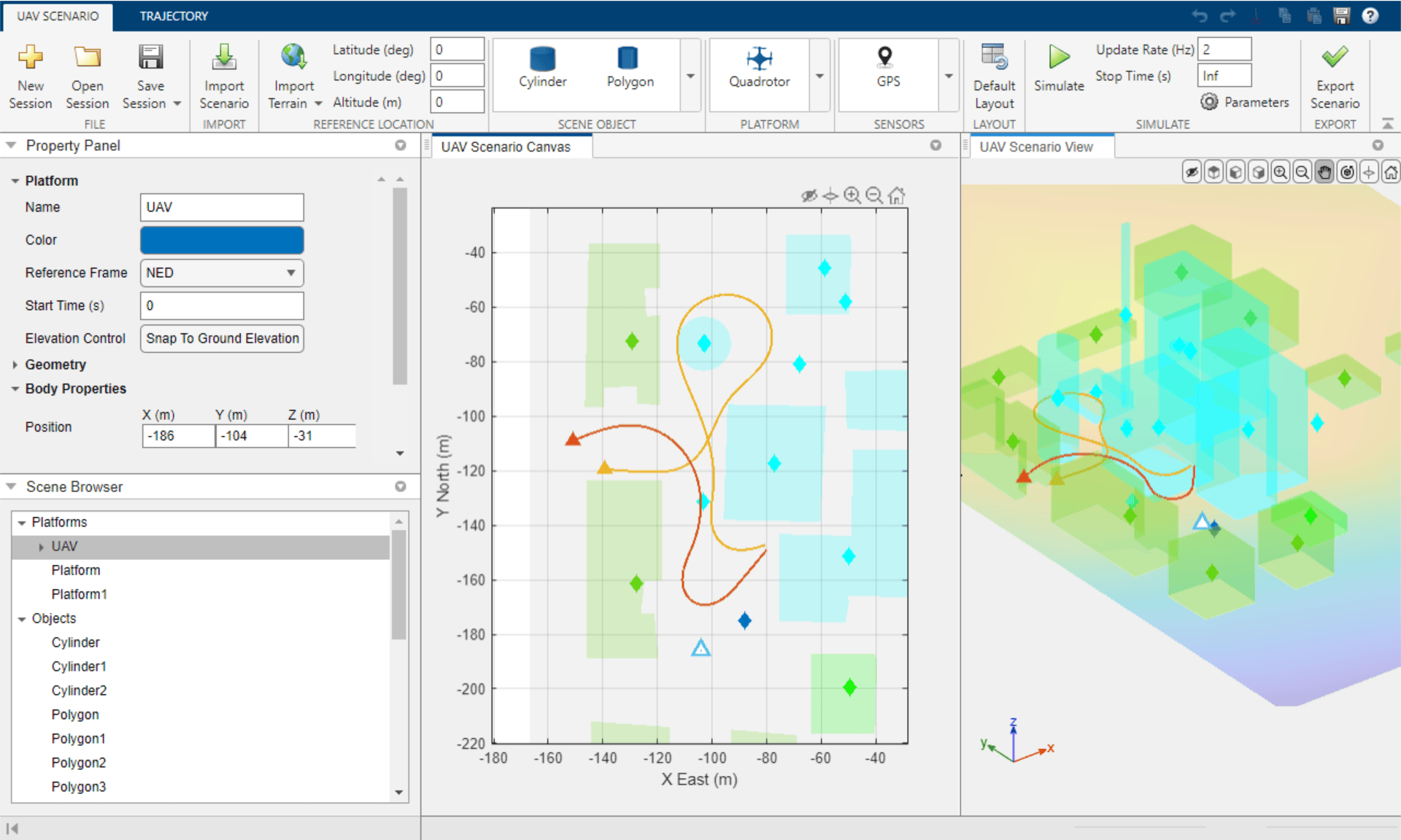 Design Obstacle Avoidance Package Delivery Scenario Using UAV Scenario Designer