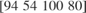 $\left\lbrack \begin{array}{c}94\;54\;100\;80\end{array}\right\rbrack$