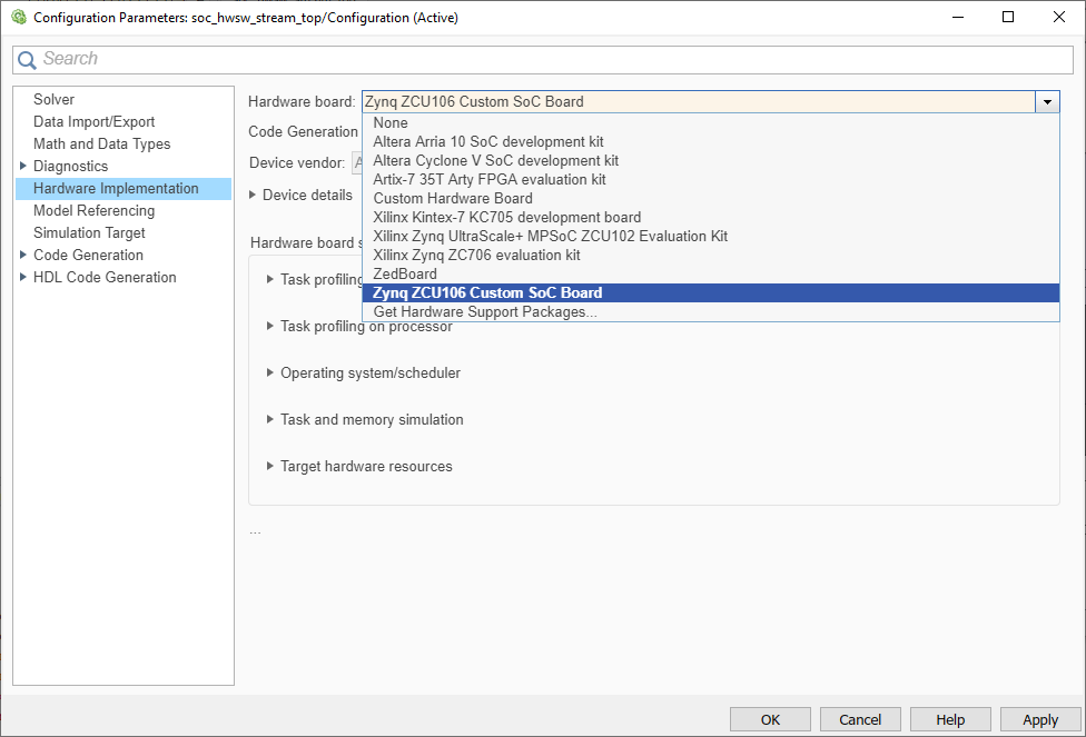 Using a Custom Board with SoC Blockset for AMD