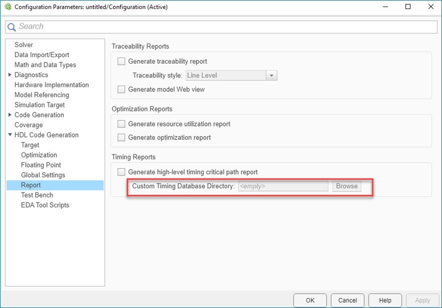 Custom Timing Database Directory