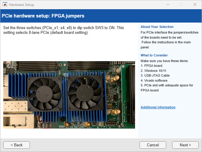 Set jumpers for PCIe interface