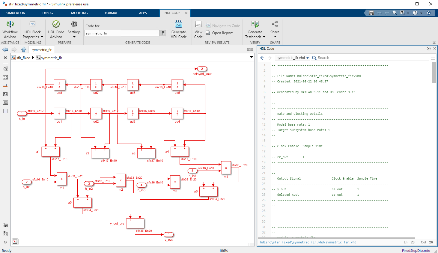 HDL Code View in Simulink