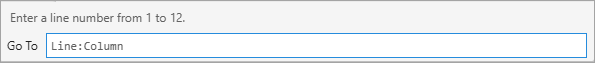 Go To interface with a text box to enter the line and column numbers
