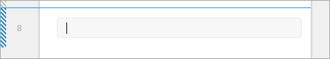 File open in the Live Editor showing a blank code line on line eight and a blue border above line eight indicating the start of the section