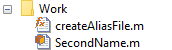 Work folder containing createAliasFIle and SecondName files
