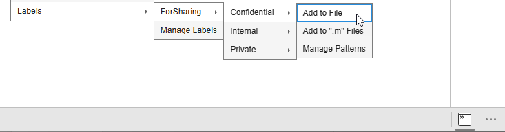 Add Label menu option showing the available labels in the Classification category