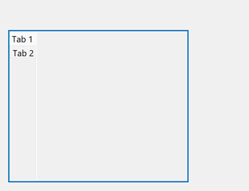 Tab group with tab titles on the left. A blue solid line surrounds the entire tab group, including the tab titles.