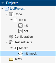 Mocks node in project shows all mocks available.