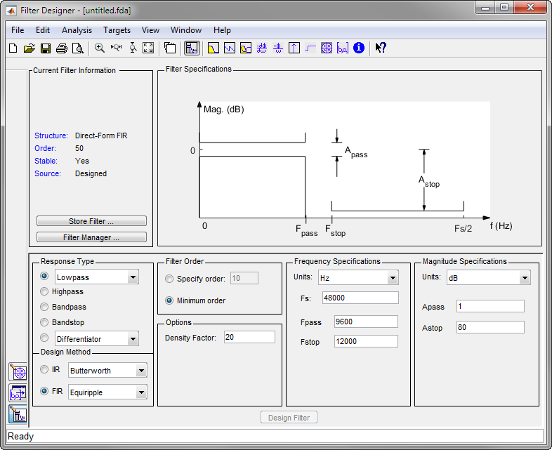 fdatool matlab