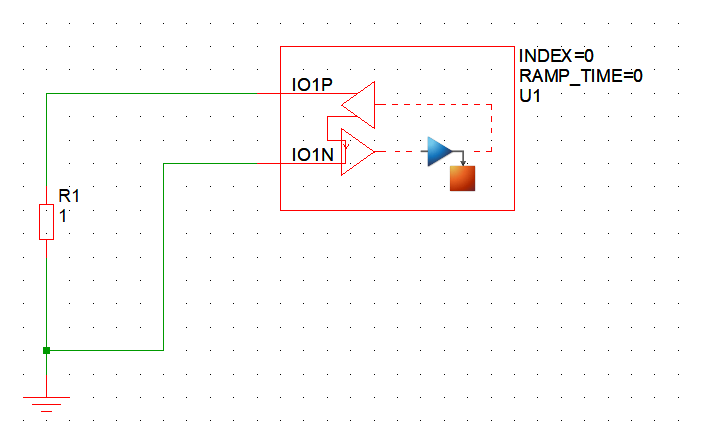 SIMetrix schematic of a resistor connected to a Cosimulation Interface in with two ports in a closed loop