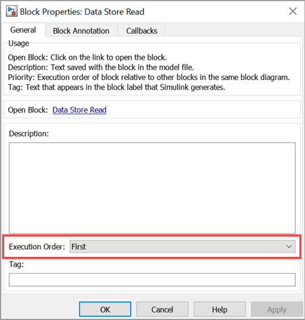 Execution Order configuration for Data Store Read block