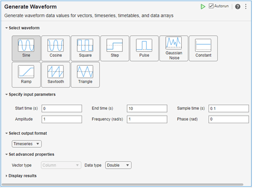 Generate Waveform task in Live Editor