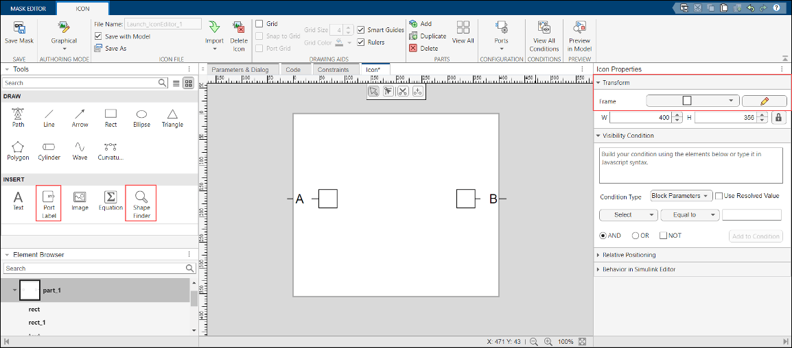 View of Graphical Icon Editor