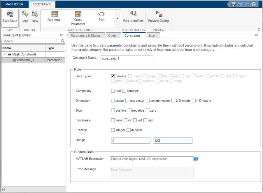 mask parameter constraint