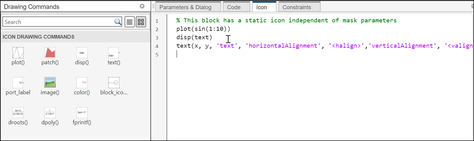icon drawing commands