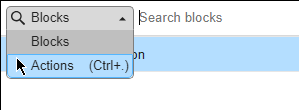 Upper left corner of the quick insert menu, with the drop-down list expanded